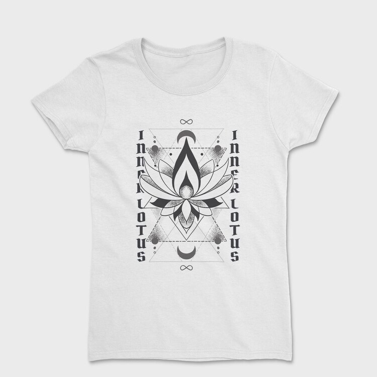 Inner Lotus Flower Monochrome Tote, Tricou Femei