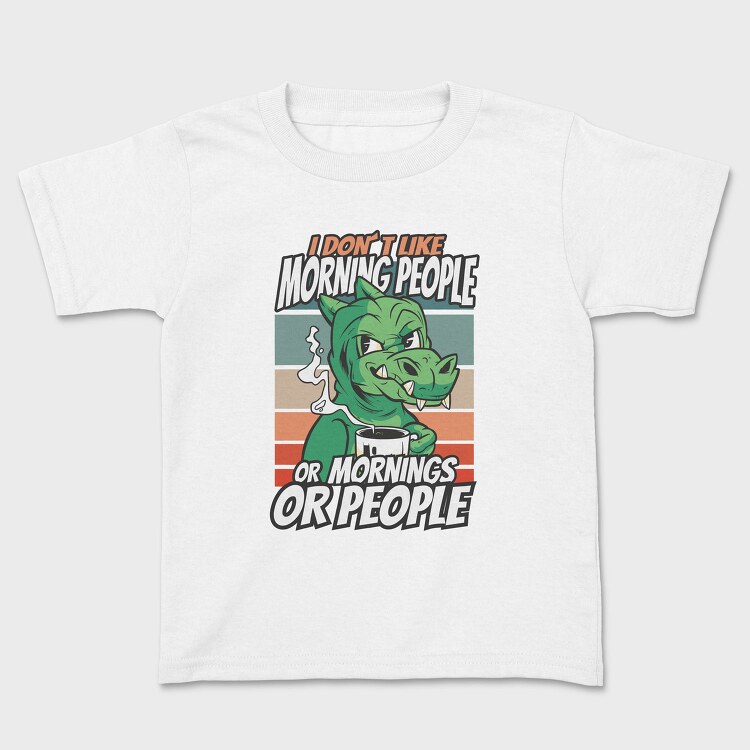 Introvert Cartoon Dinosaur Coffee, Tricou Copii