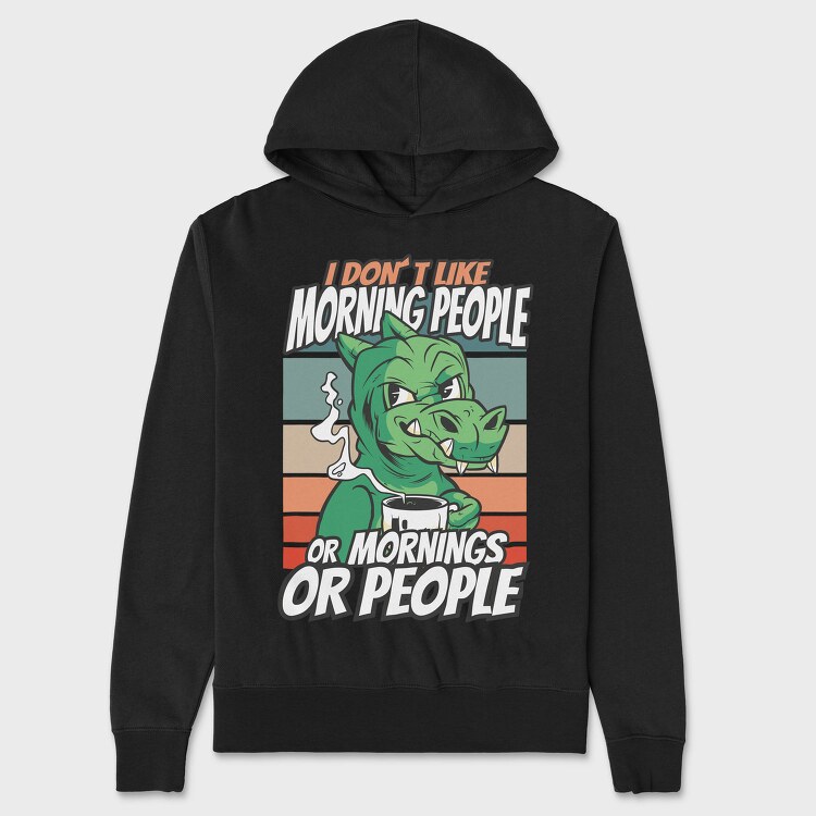 Introvert Cartoon Dinosaur Coffee, Hanorac Oversize Barbati (Unisex)