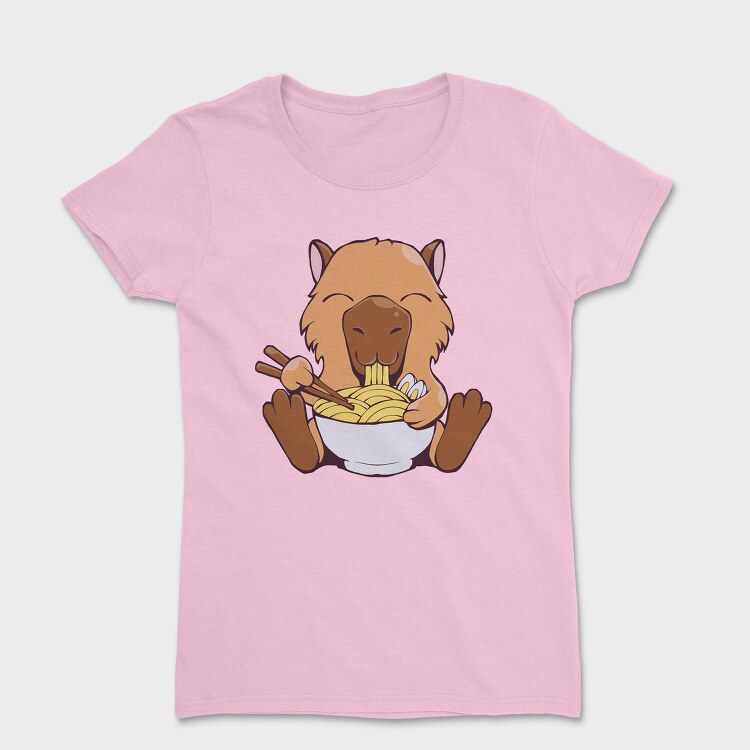 Capybara Eating Ramen Capibara, Tricou Femei