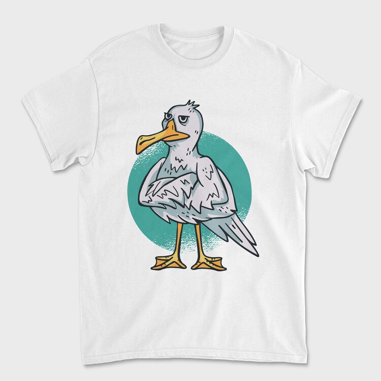 Cartoon Seagull Bird Angry, Tricou Barbati (Unisex)