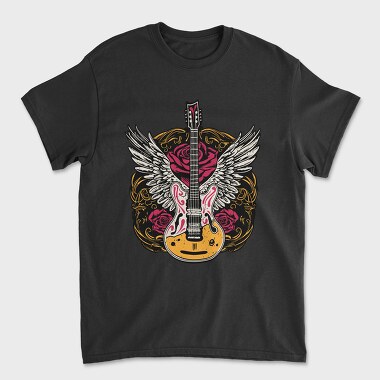 Electric Guitar With Wings And Roses, Tricou Barbati (Unisex)