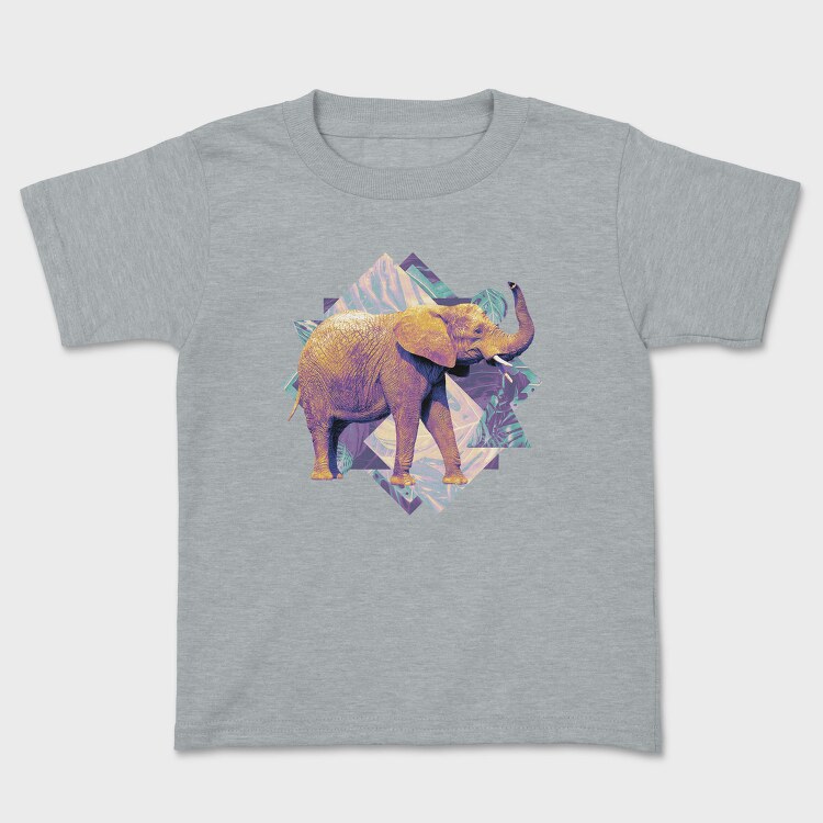 Elephant On Geometric Shapes Animals, Tricou Copii