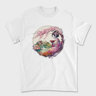 Japanese Geisha And Landscape Tea, Tricou Barbati (Unisex)