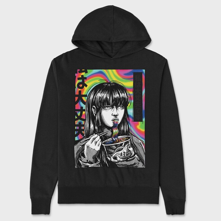 Japanese Girl Psychedelic Comic, Hanorac Oversize Barbati (Unisex)