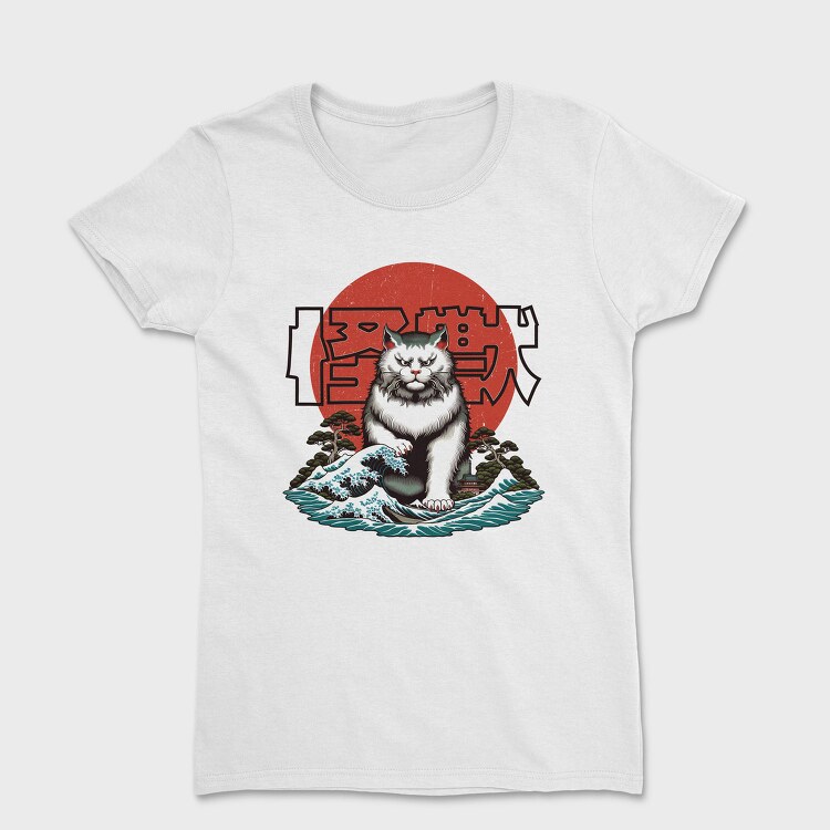 Japanese Wave Cat Catzilla, Tricou Femei