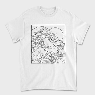 Japanese Wave Line Art, Tricou Barbati (Unisex)