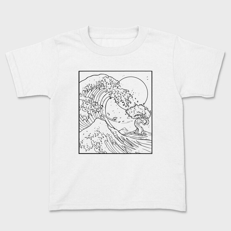Japanese Wave Line Art, Tricou Copii