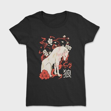 Japanese Wolf Floral, Tricou Femei