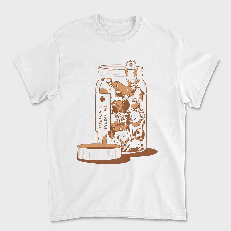 Jar Of Dog Animals Dogtors Medicine Cartoon, Tricou Barbati (Unisex)