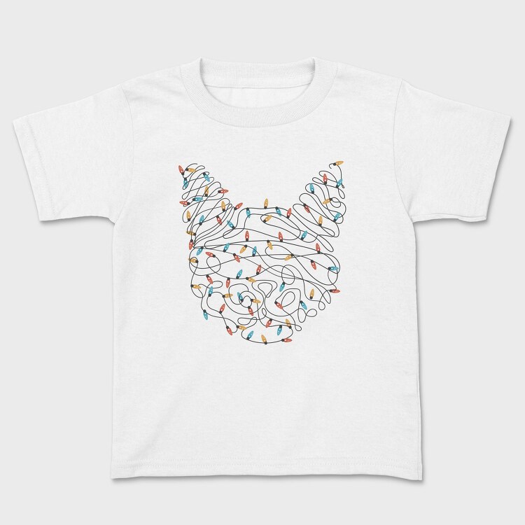 Cat Christmas Lights Silhouette With, Tricou Copii