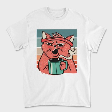 Cat Drinking Coffee (2), Tricou Barbati (Unisex)