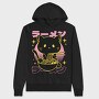 Cat Eating Ramen Food Retro, Hanorac Oversize Barbati (Unisex)