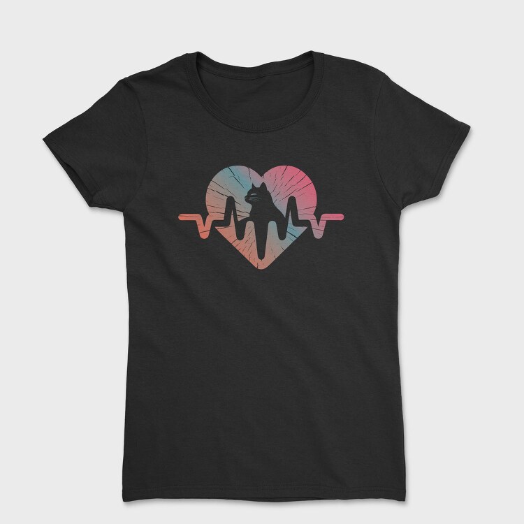 Cat Heartbeat Gradient, Tricou Femei
