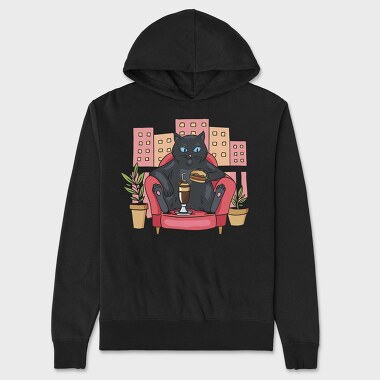 Cat On Balcony, Hanorac Oversize Barbati (Unisex)