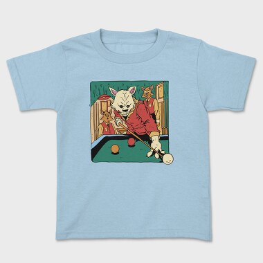 Cat Playing Billiards Biliard, Tricou Copii