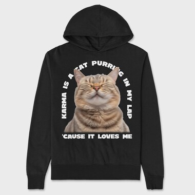 Cat Purring Happy Quote, Hanorac Oversize Barbati (Unisex)