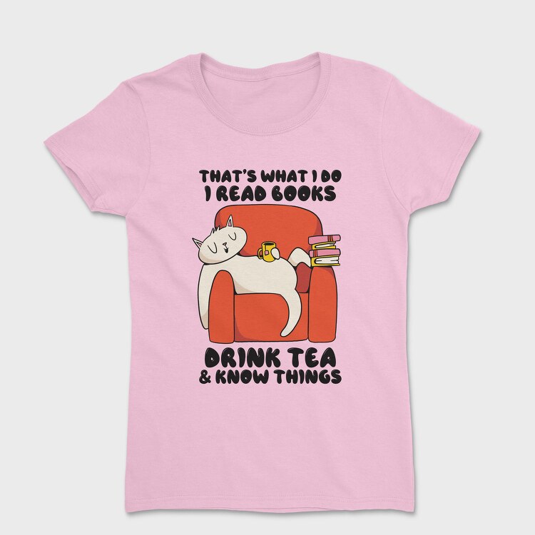 Cat Reading Books (2), Tricou Femei
