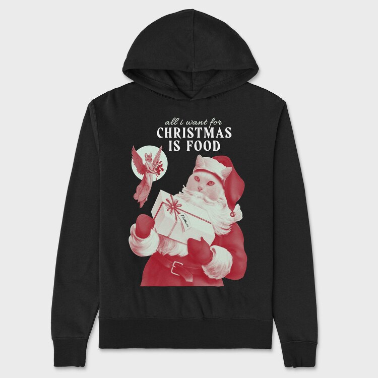 Cat Santa Claus Christmas Xmas, Hanorac Oversize Barbati (Unisex)