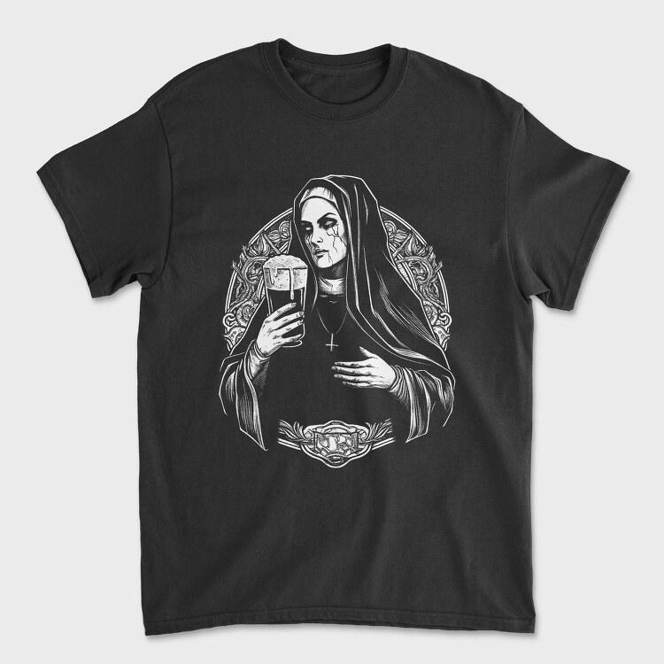 Dark Nun With Beer Evil, Tricou Barbati (Unisex)
