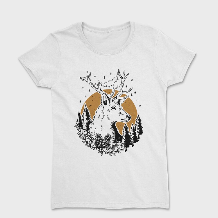 Deer Wild In Nature Christmas, Tricou Femei