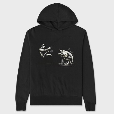 Fisherman Catching Fish Fishing, Hanorac Oversize Barbati (Unisex)