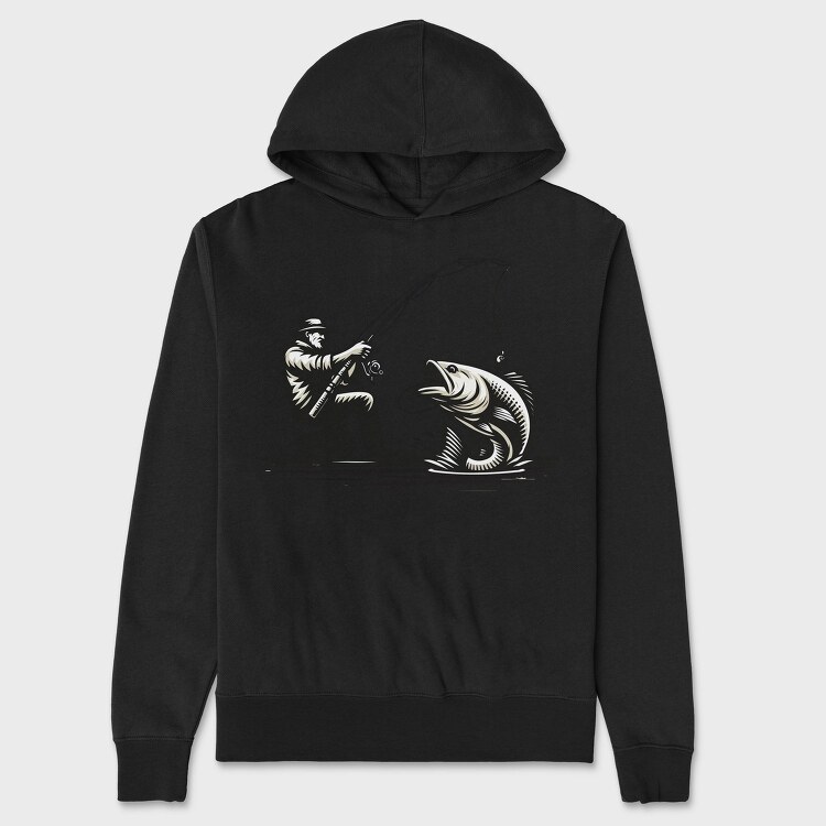 Fisherman Catching Fish Fishing, Hanorac Oversize Barbati (Unisex)