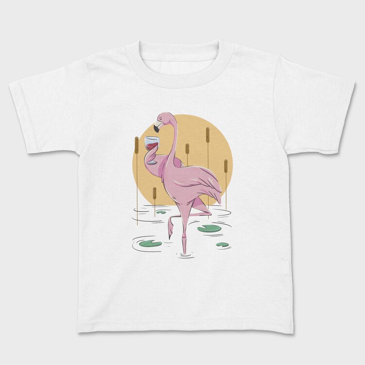 Flamingo Drinking Wine Cool, Tricou Copii