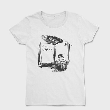Open Book And Ink Jar, Tricou Femei