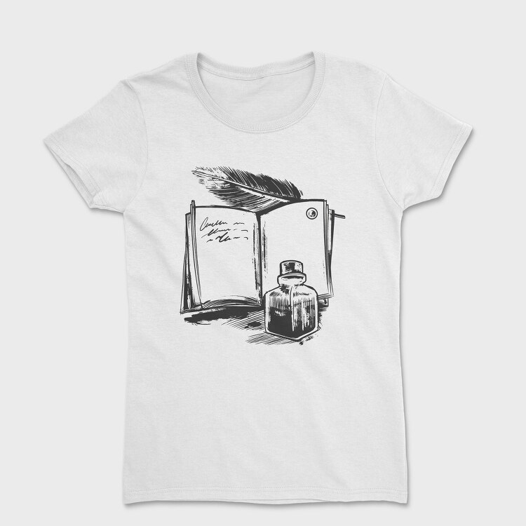Open Book And Ink Jar, Tricou Femei