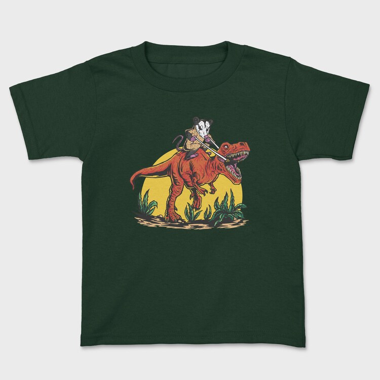 Opossum Riding T Rex Dinosaur, Tricou Copii