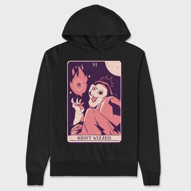 Owl Wizard Mystical Tarot Card Night Wizard 06, Hanorac Oversize Barbati (Unisex)