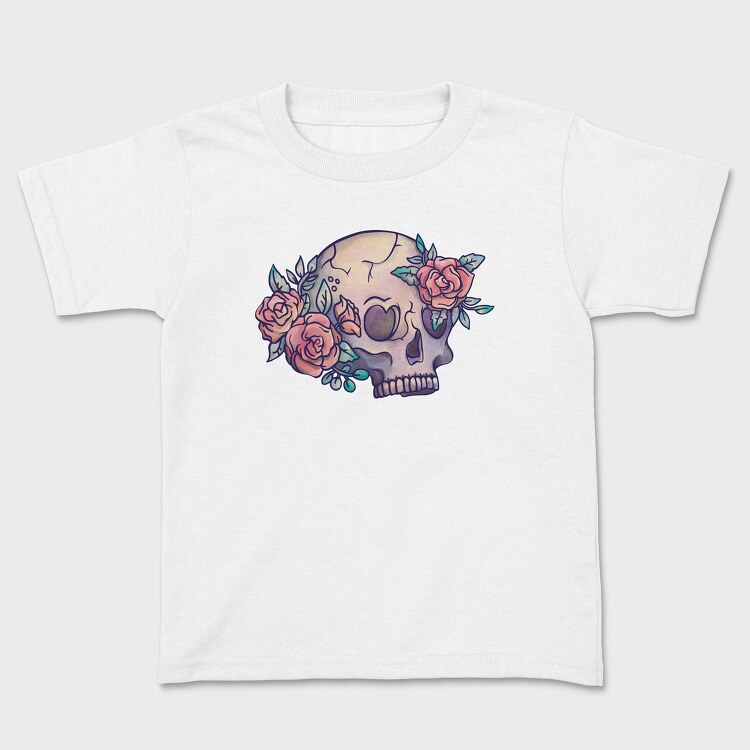 Pastel Floral Colorful Skull Flowers, Tricou Copii