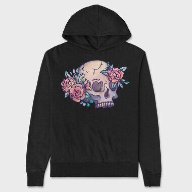 Pastel Floral Colorful Skull Flowers, Hanorac Oversize Barbati (Unisex)