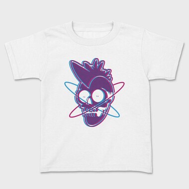 Distorted Punk Sull Cyan Magenta Skull, Tricou Copii