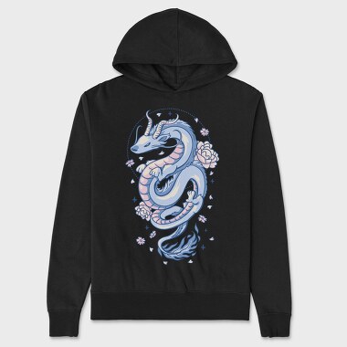 Floral Asian Dragon, Hanorac Oversize Barbati (Unisex)