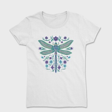 Floral Dragonfly Watercolor, Tricou Femei
