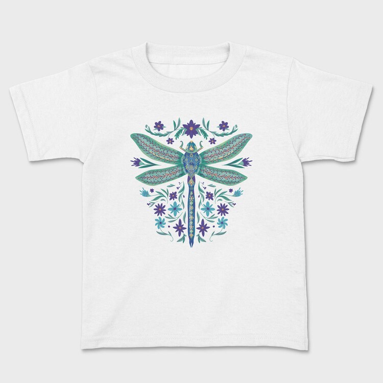Floral Dragonfly Watercolor, Tricou Copii