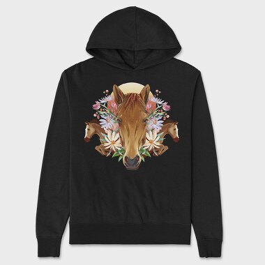 Floral Horses Collage Geometry, Hanorac Oversize Barbati (Unisex)