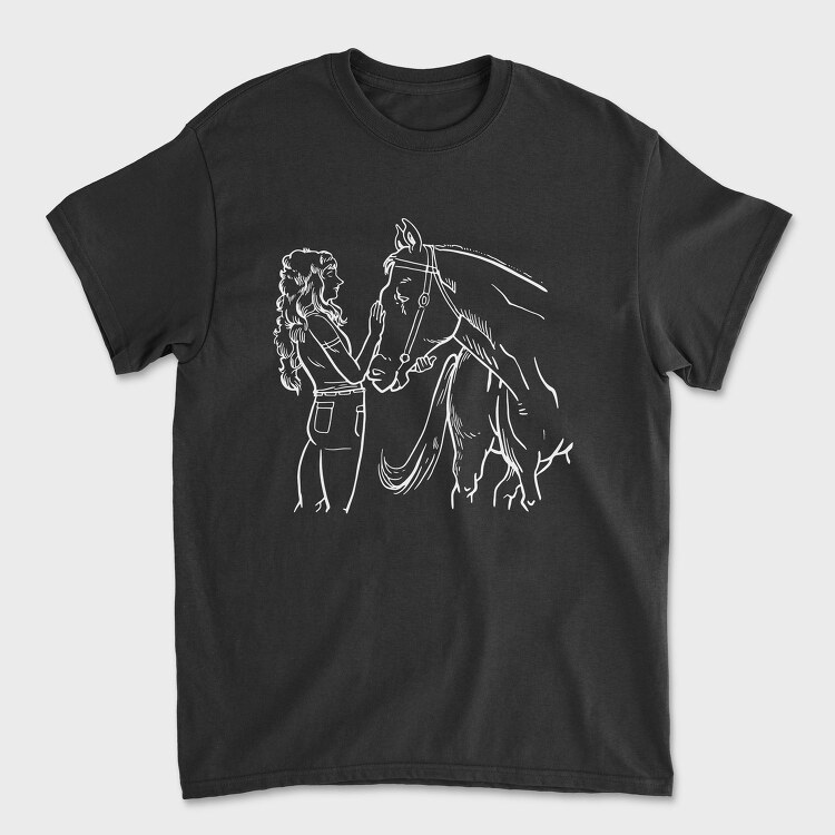Girl With Horse, Tricou Barbati (Unisex)