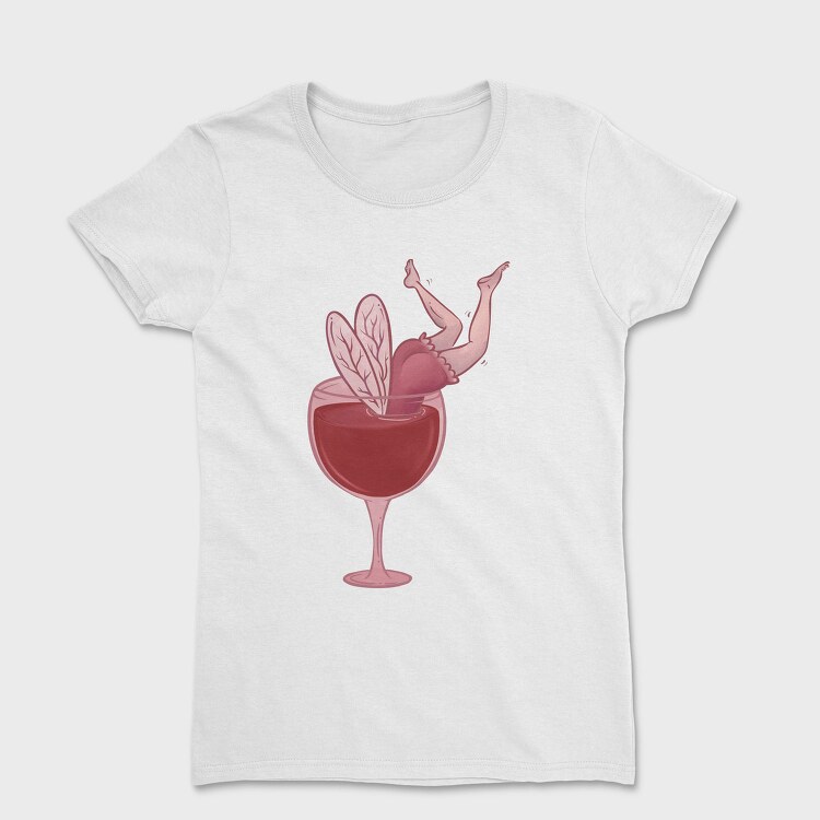 Small Drunk Fairy In Wine Glass, Tricou Femei