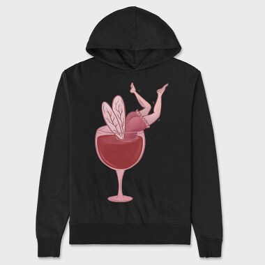 Small Drunk Fairy In Wine Glass, Hanorac Oversize Barbati (Unisex)