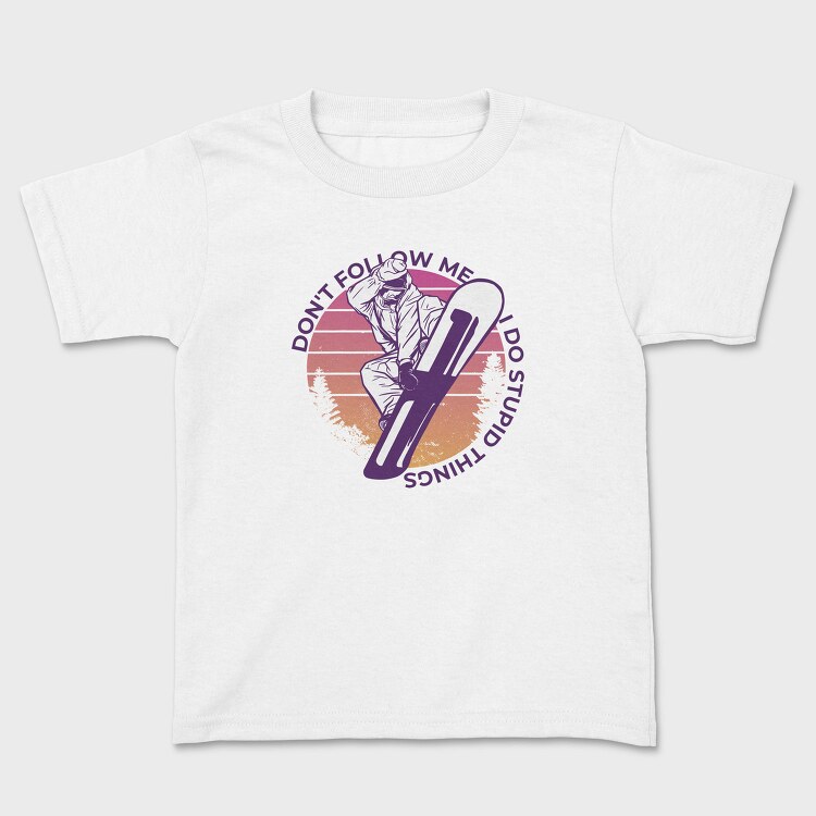 Snowboard Retro Sunset, Tricou Copii