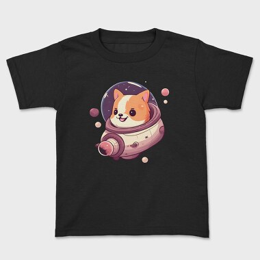 Space Faring Dog Illustration Spaceship, Tricou Copii