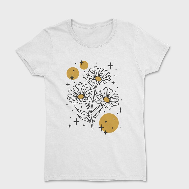 Sparkling Flowers And Circles Vintage, Tricou Femei