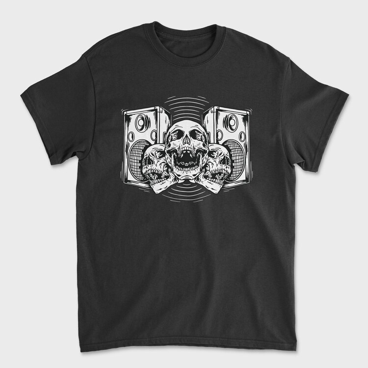 Speakers And Skulls Hand Drawn, Tricou Barbati (Unisex)