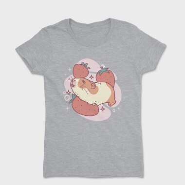 Guinea Pig And Strawberries Kawaii With, Tricou Femei
