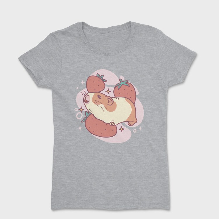 Guinea Pig And Strawberries Kawaii With, Tricou Femei