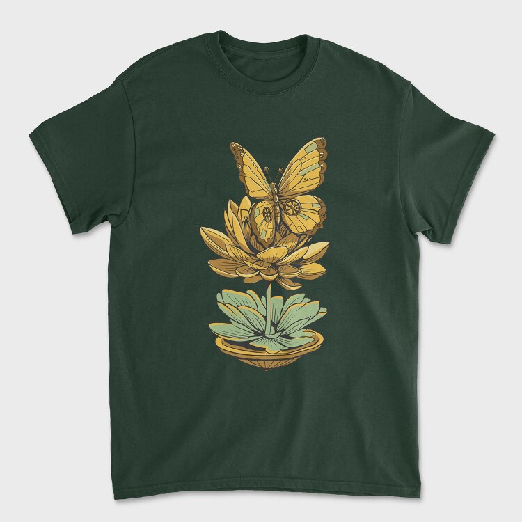 Steampunk Inspired Butterfly Lotus, Tricou Barbati (Unisex)