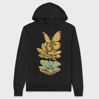 Steampunk Inspired Butterfly Lotus, Hanorac Oversize Barbati (Unisex)